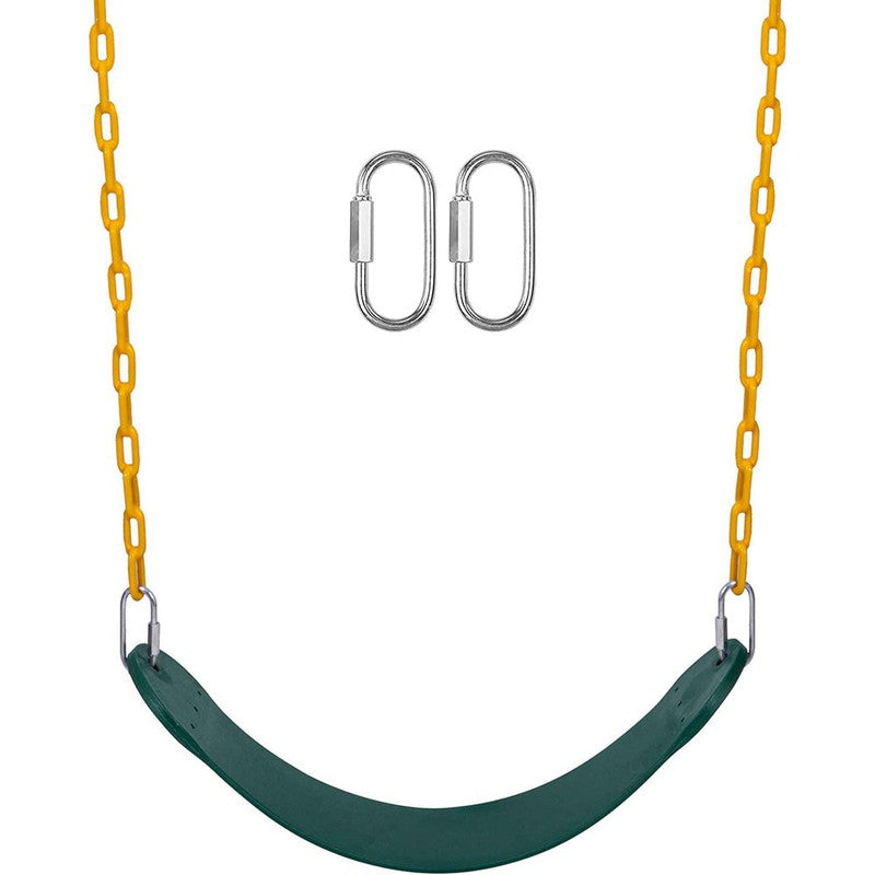 Flexible Swing Seat with 2 Meter Plastic Coated Chain - Green and Yellow