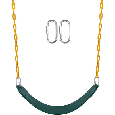 Flexible Swing Seat with 2 Meter Plastic Coated Chain - Green and Yellow