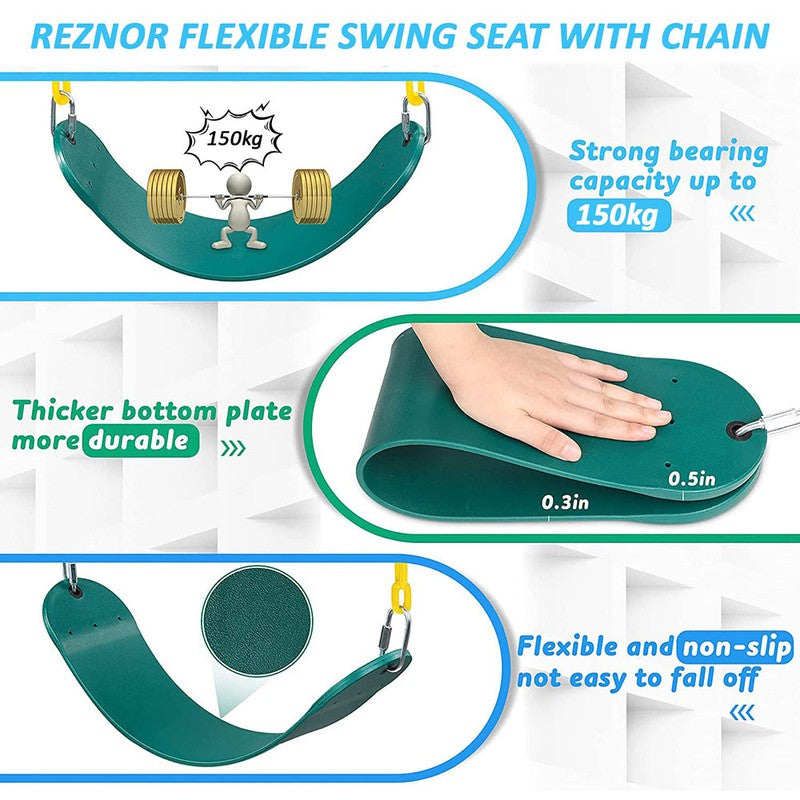 Flexible Swing Seat with 2 Meter Plastic Coated Chain - Green and Yellow