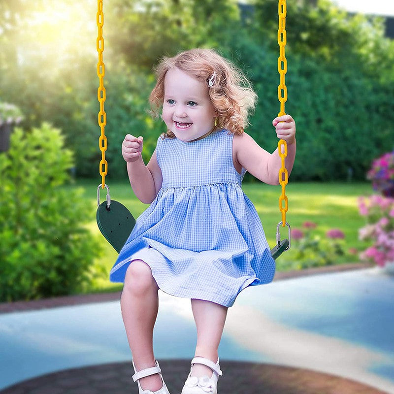 Flexible Swing Seat with 2 Meter Plastic Coated Chain - Green and Yellow