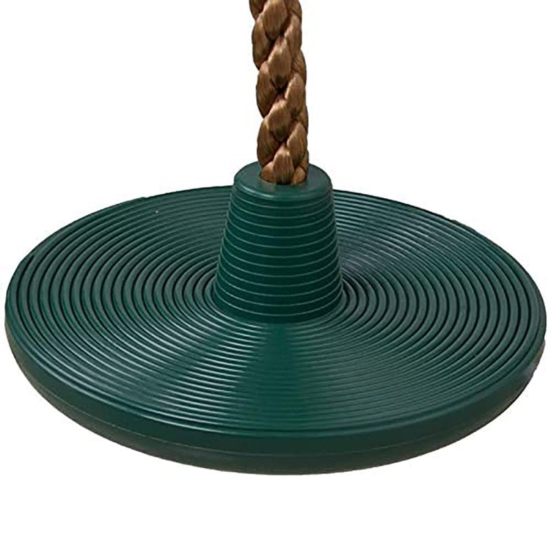 Platforms Disc Tree Swing Seat and Climbing Knot Rope with Carabiner Hook - Green