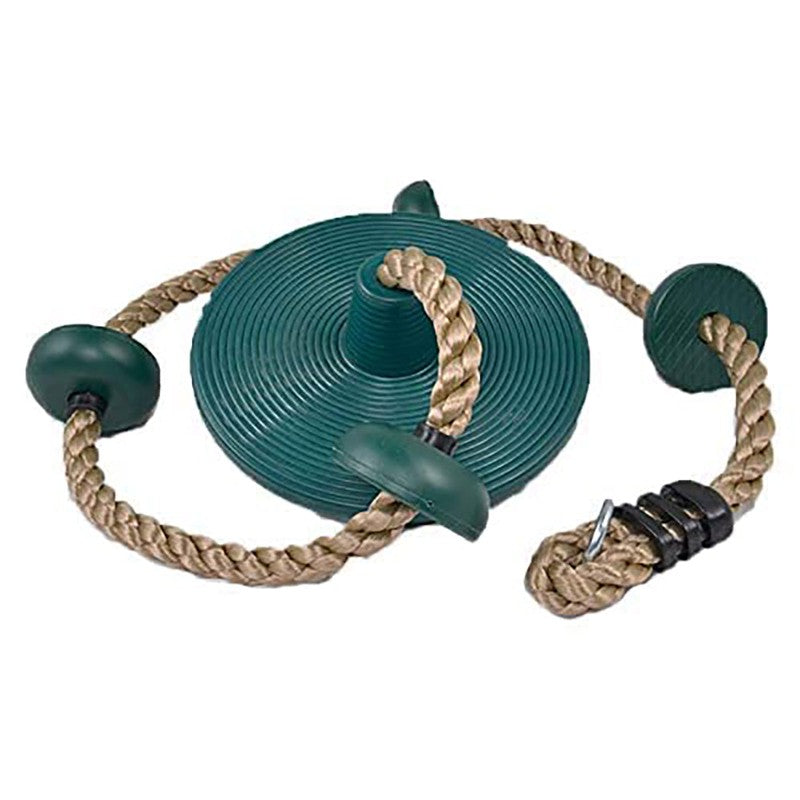 Platforms Disc Tree Swing Seat and Climbing Knot Rope with Carabiner Hook - Green