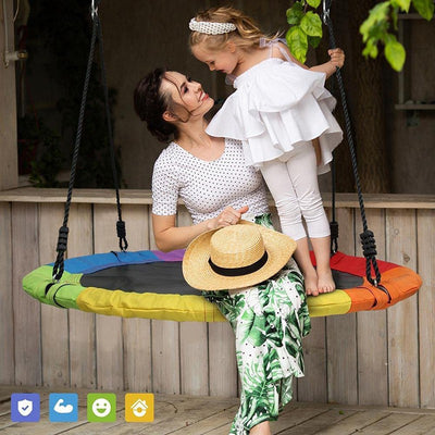 Rainbow Round Indoor & Outdoor Mat Swing - Multicolour