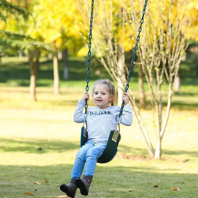 Flexible Swing Seat with Metal Triangle Hook and Anti-Rust Plastic Coated Chain Set - Blue | Chain Length - 1.5 Meters