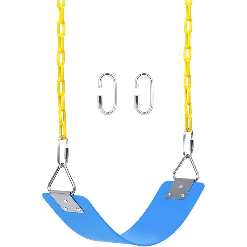 Flexible Swing Seat with 1.5 Meter Plastic Coated Chain - Blue Yellow