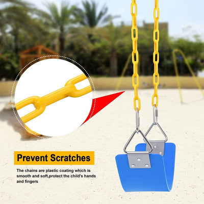 Flexible Swing Seat with 1.5 Meter Plastic Coated Chain - Blue Yellow