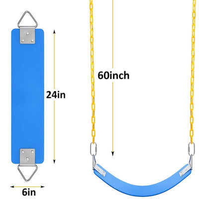 Flexible Swing Seat with 1.5 Meter Plastic Coated Chain - Blue Yellow