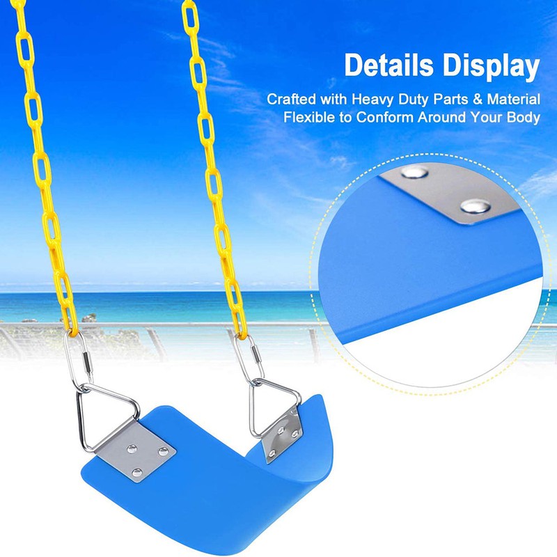 Flexible Swing Seat with 1.5 Meter Plastic Coated Chain - Blue Yellow