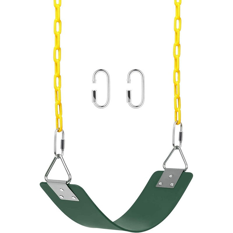 Flexible Swing Seat with 1.5 Meter Plastic Coated Chain - Green & Yellow