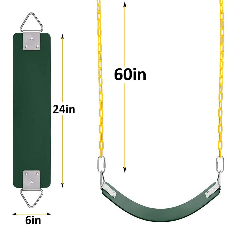 Flexible Swing Seat with 1.5 Meter Plastic Coated Chain - Green & Yellow