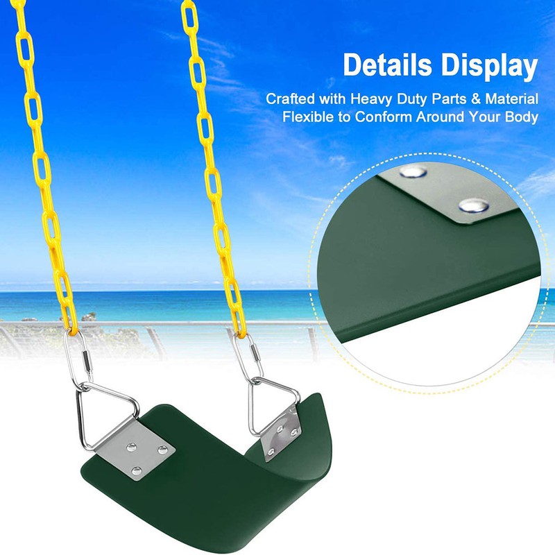 Flexible Swing Seat with 1.5 Meter Plastic Coated Chain - Green & Yellow