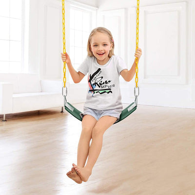 Flexible Swing Seat with 1.5 Meter Plastic Coated Chain - Green & Yellow