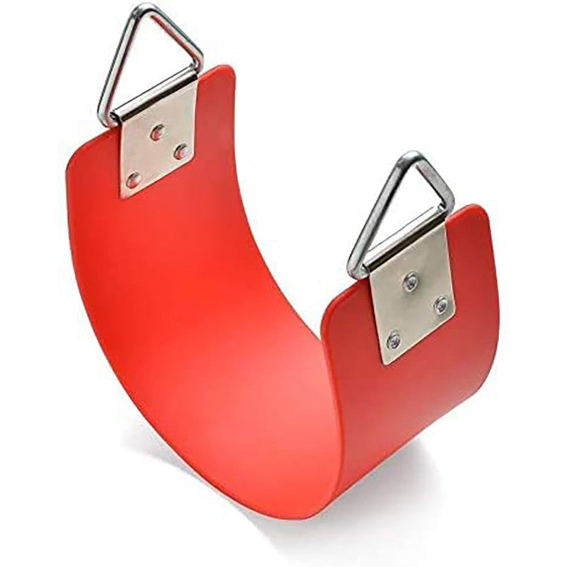 Flexible Swing Seat with Metal Triangle Hook and Anti-Rust Plastic Coated Chain Set - Red | Chain Length - 1.5 Meters