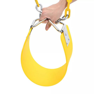 Flexible Swing Seat with Metal Triangle Hook and Anti Rust Plastic Coated Chain- Yellow | Chain Length - 1.5 Meters