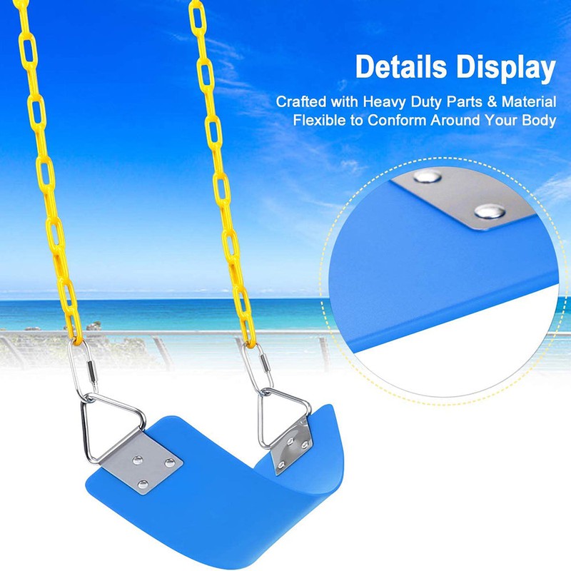 Flexible Swing Seat with 2 Meter Plastic Coated Chain - Blue Yellow