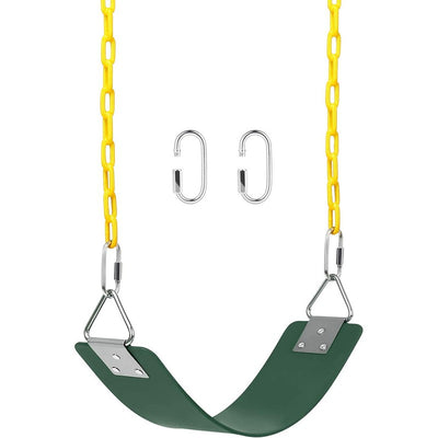 Flexible Swing Seat with 2 Meter Plastic Coated Chain - Green Yellow