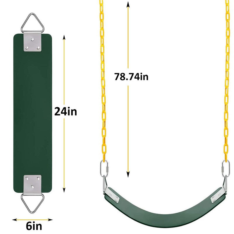 Flexible Swing Seat with 2 Meter Plastic Coated Chain - Green Yellow