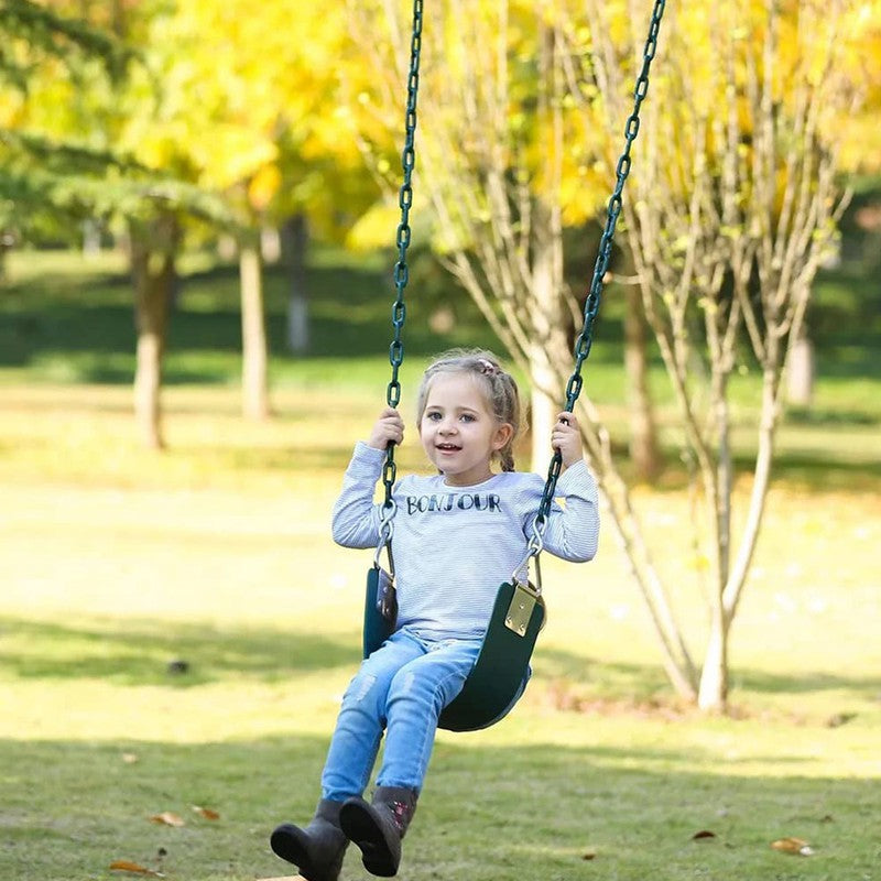 Flexible Swing Seat with Metal Triangle Hook Anti Rust Plastic Coated Chain Set - Yellow | Chain Length - 2 Meters