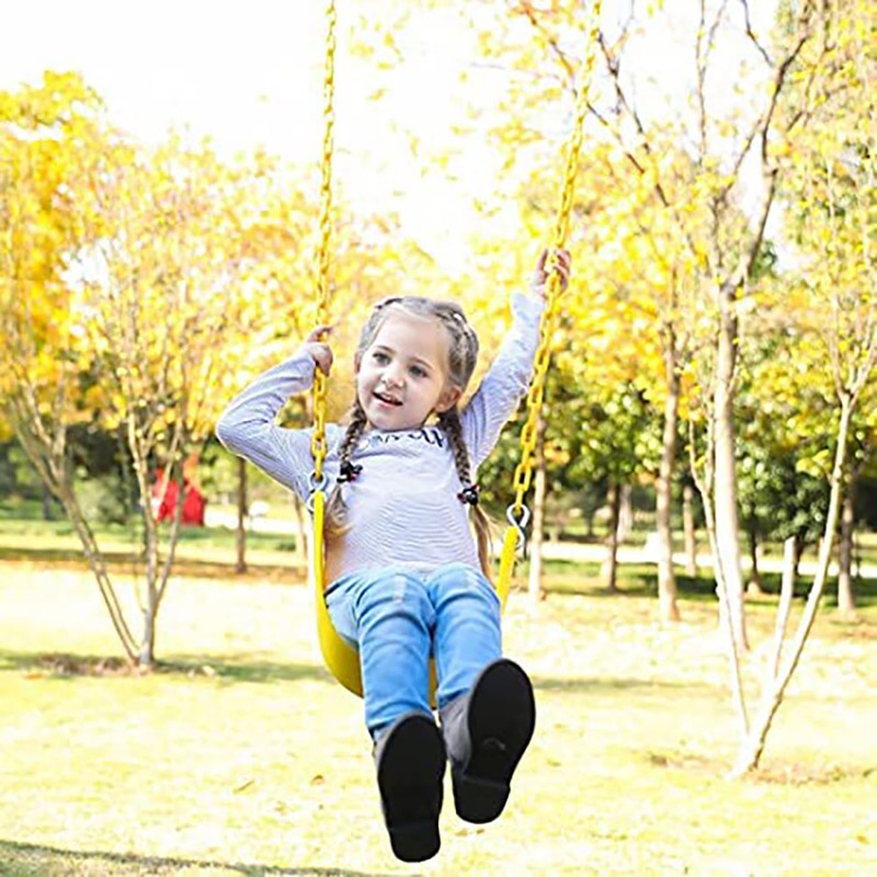 Heavy Duty Outdoor Play Playground Flexible Swing with Chain (Yellow)