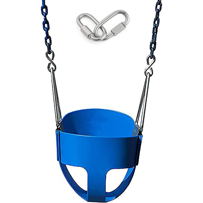 Flexible High Back Full Bucket Swings Seat with Chains (Blue)