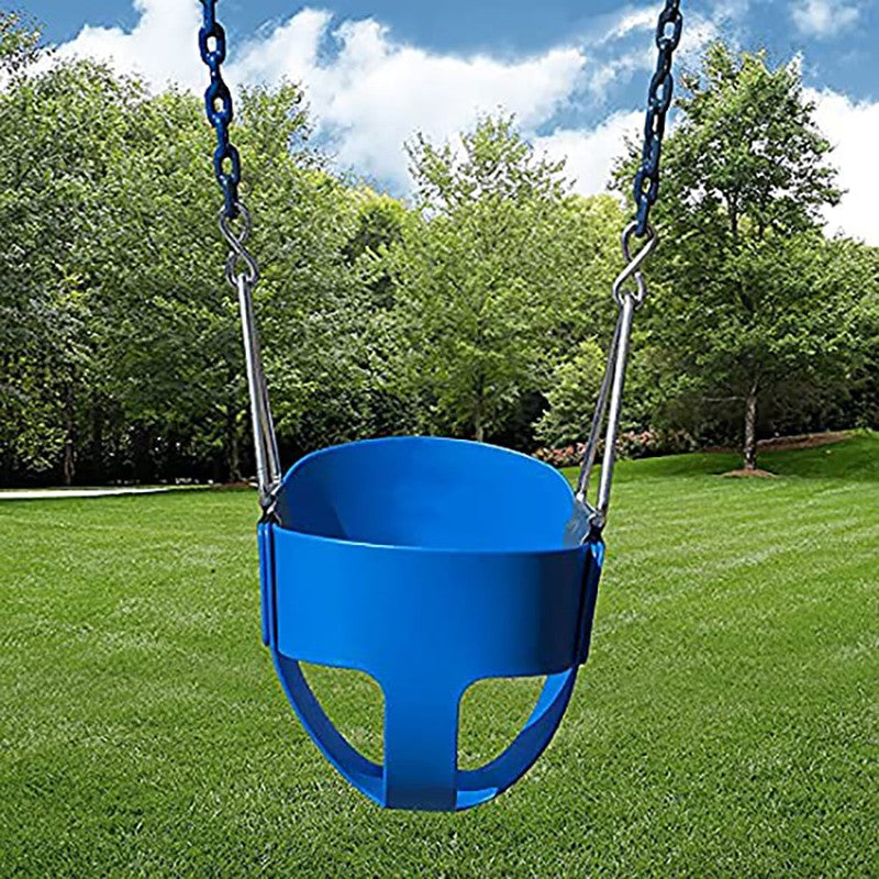 Flexible High Back Full Bucket Swings Seat with Chains (Blue)