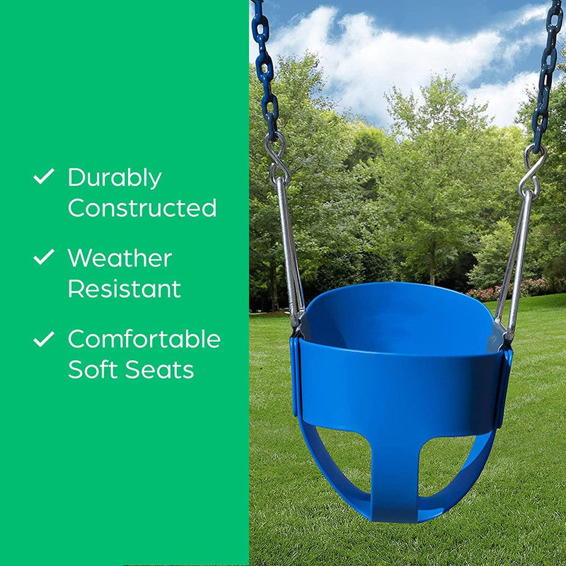 Flexible High Back Full Bucket Swings Seat with Chains (Blue)