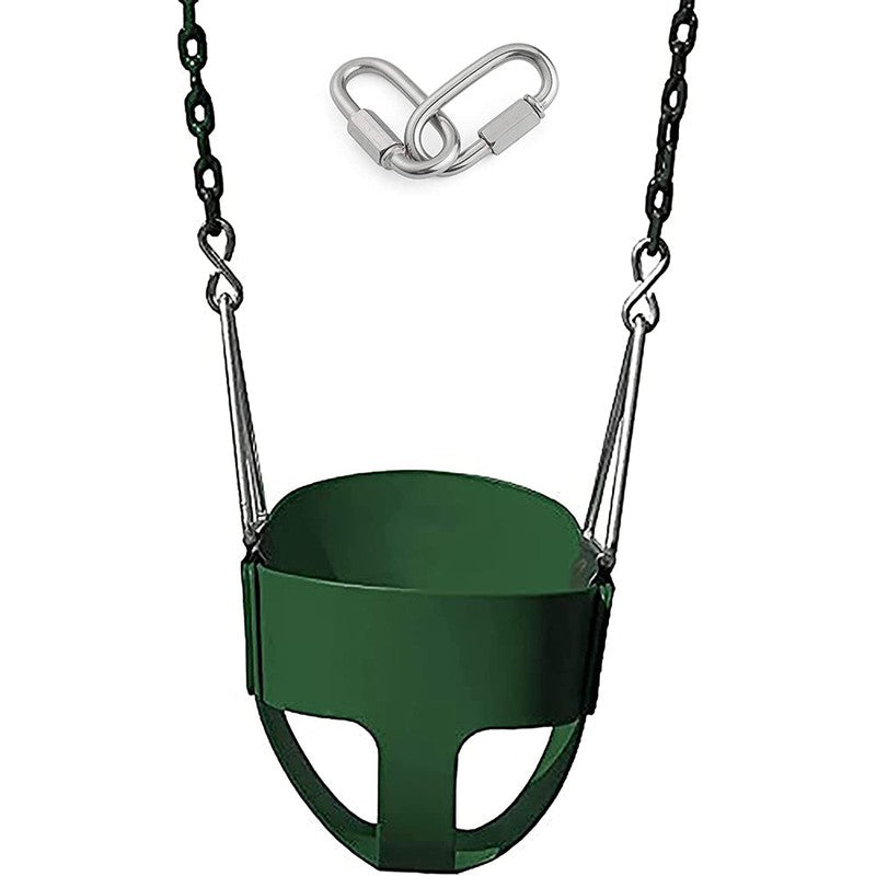 Flexible High Back Full Bucket Swings Seat with Chains (Green)