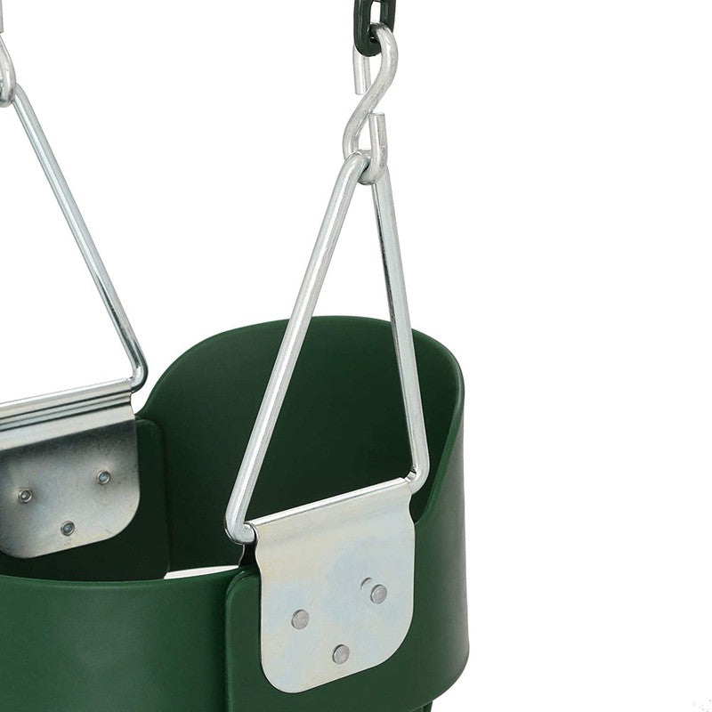 Flexible High Back Full Bucket Swings Seat with Chains (Green)