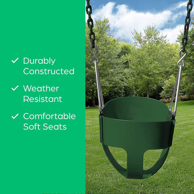 Flexible High Back Full Bucket Swings Seat with Chains (Green)