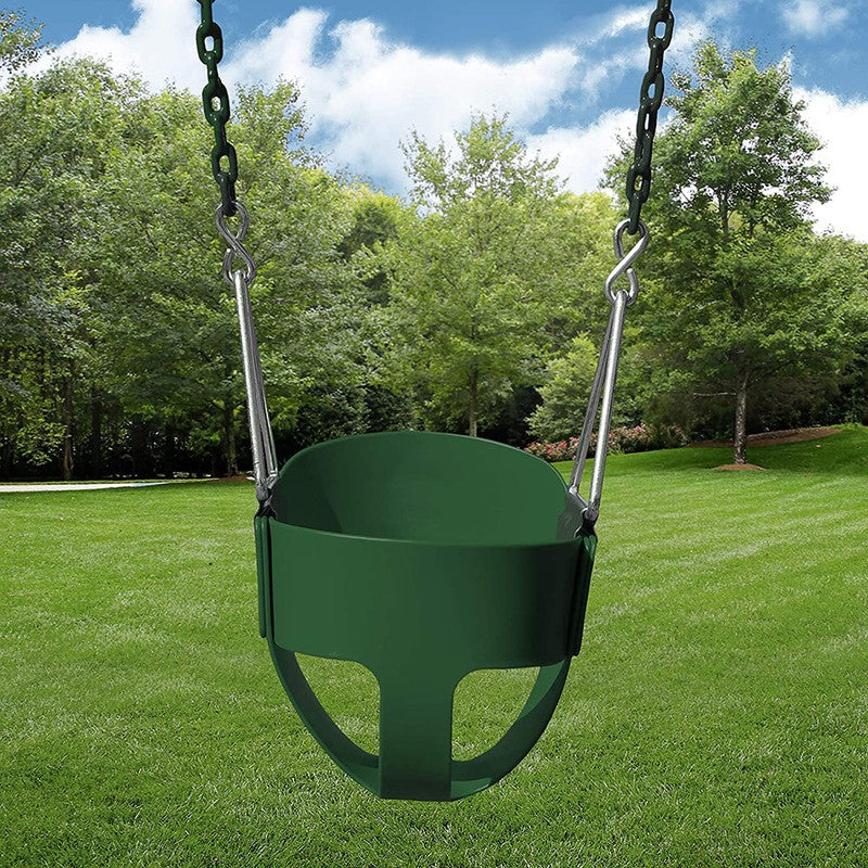 Flexible High Back Full Bucket Swings Seat with Chains (Green)