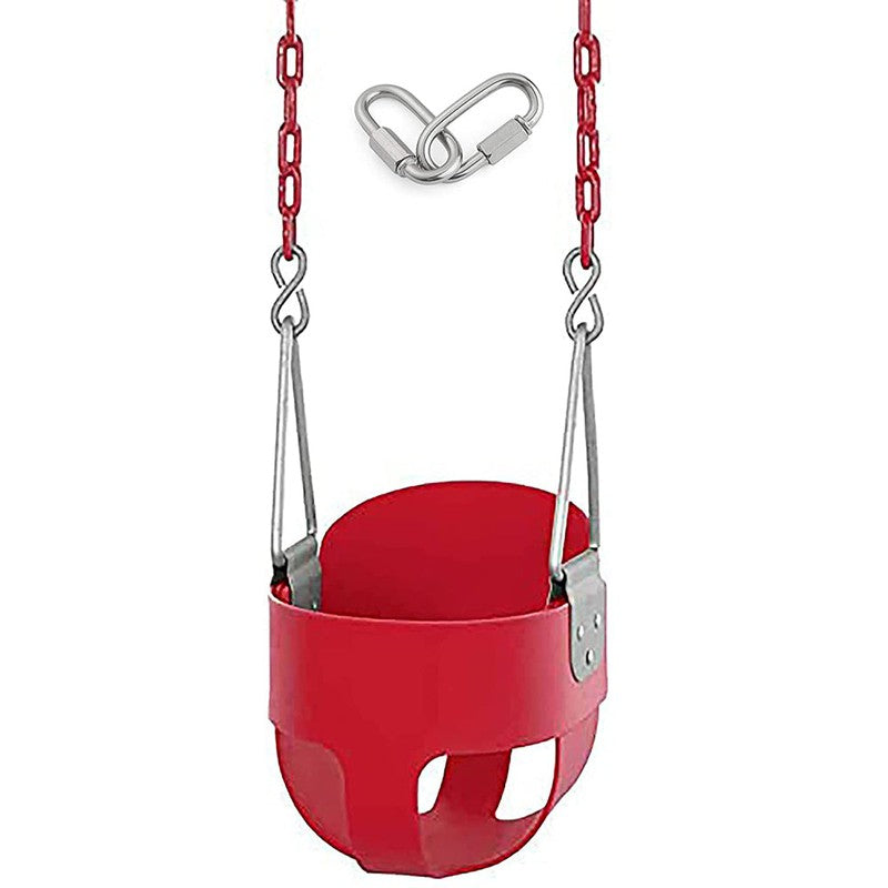 Flexible High Back Full Bucket Swings Seat with Chains (Red)