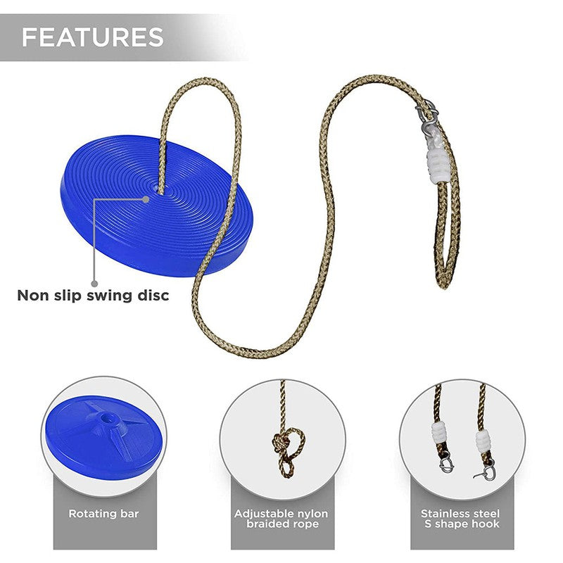 Plastic Round Disc Swing Seat with Adjustable Hanging Rope (Blue)