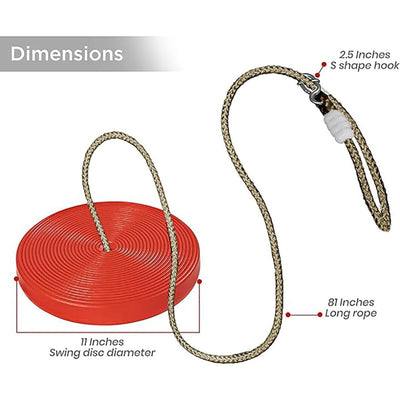 Round Disc Swing Seat with Adjustable Hanging Rope (Red)