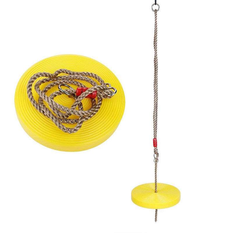 Round Disc Swing Seat with Adjustable Hanging Rope (Yellow)