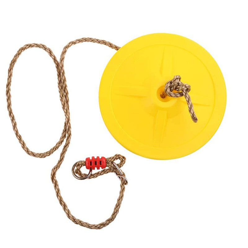 Round Disc Swing Seat with Adjustable Hanging Rope (Yellow)