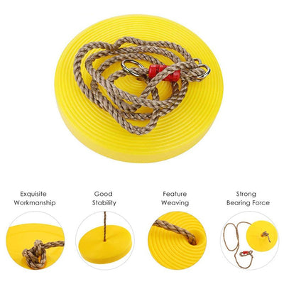 Round Disc Swing Seat with Adjustable Hanging Rope (Yellow)