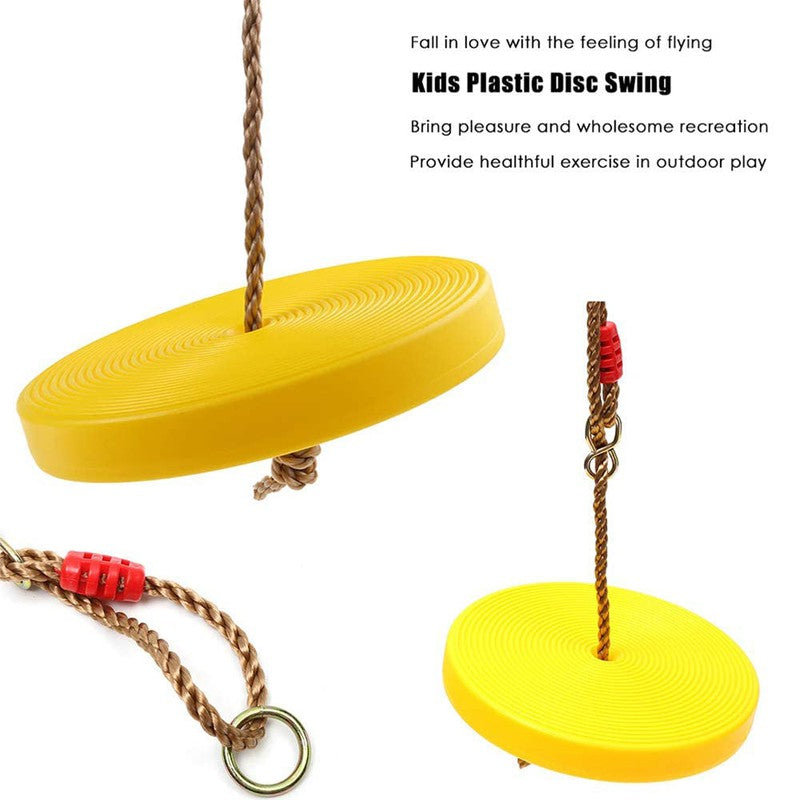 Round Disc Swing Seat with Adjustable Hanging Rope (Yellow)