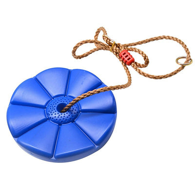 Plastic Round Disc Swing Seat With Adjustable Hanging Rope - Blue