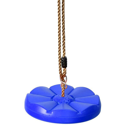 Plastic Round Disc Swing Seat With Adjustable Hanging Rope - Blue