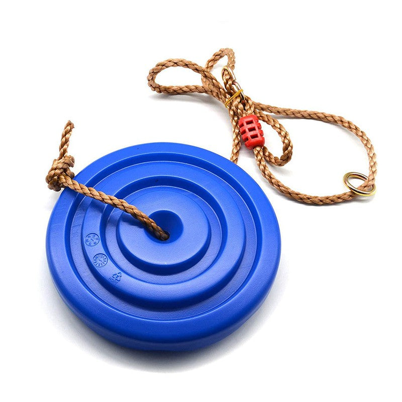 Plastic Round Disc Swing Seat With Adjustable Hanging Rope - Blue