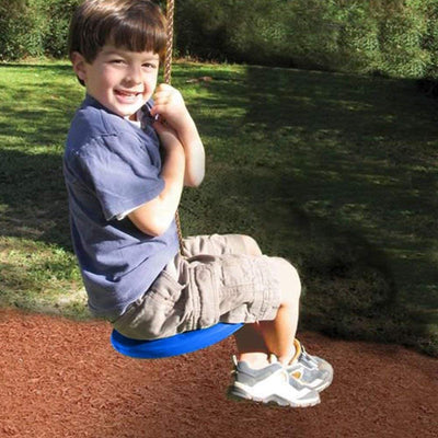 Plastic Round Disc Swing Seat With Adjustable Hanging Rope - Blue