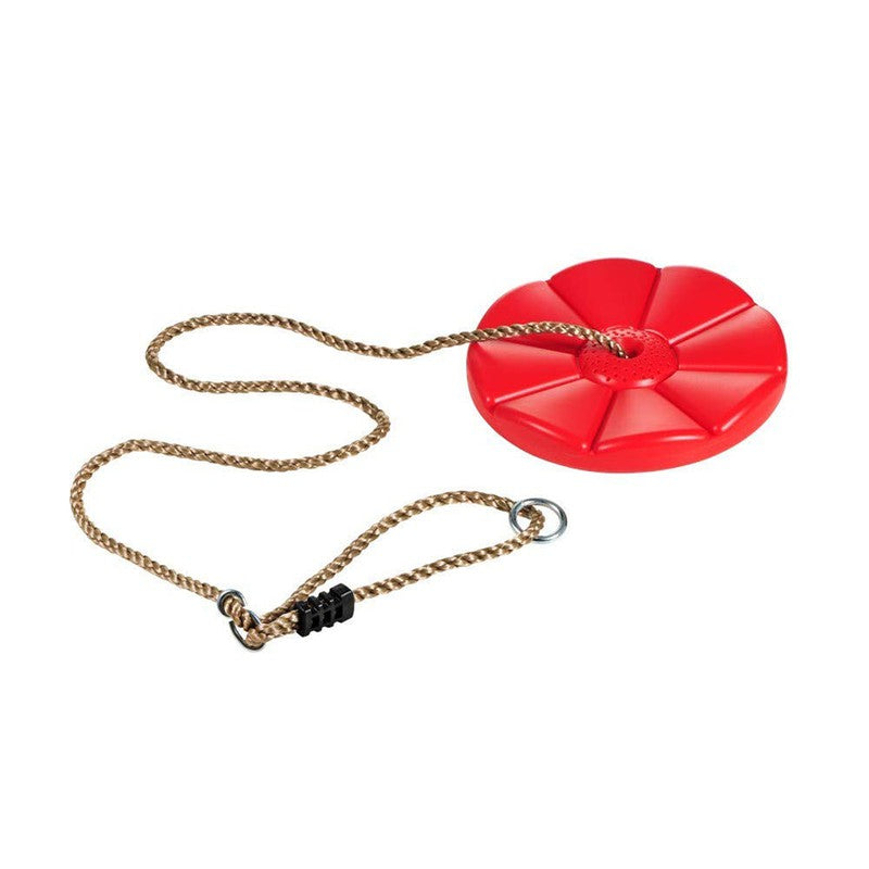 Plastic Round Disc Swing Seat With Adjustable Hanging Rope - Red