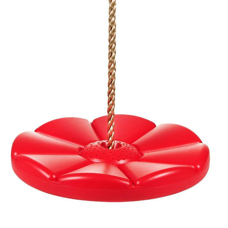 Plastic Round Disc Swing Seat With Adjustable Hanging Rope - Red