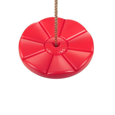 Plastic Round Disc Swing Seat With Adjustable Hanging Rope - Red