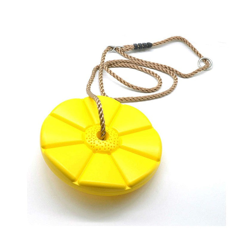 Plastic Round Disc Swing Seat With Adjustable Hanging Rope - Yellow