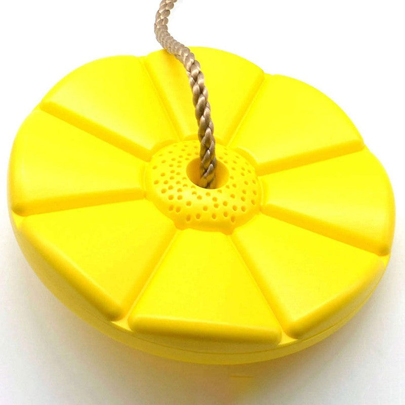 Plastic Round Disc Swing Seat With Adjustable Hanging Rope - Yellow