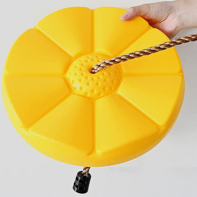 Plastic Round Disc Swing Seat With Adjustable Hanging Rope - Yellow