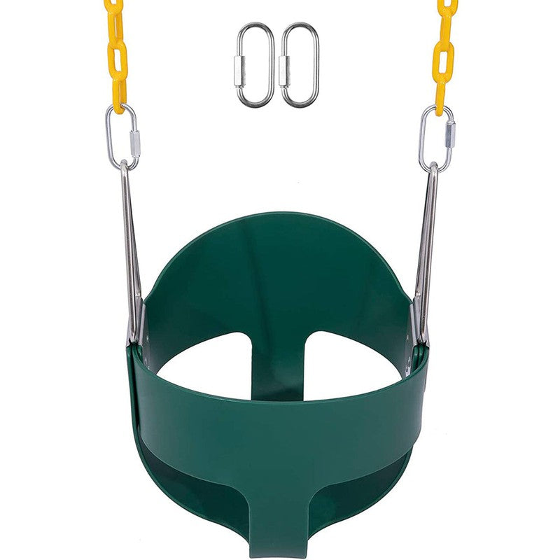 Flexible High Back Full Bucket Swings Seat with Chains (Green/Yellow)