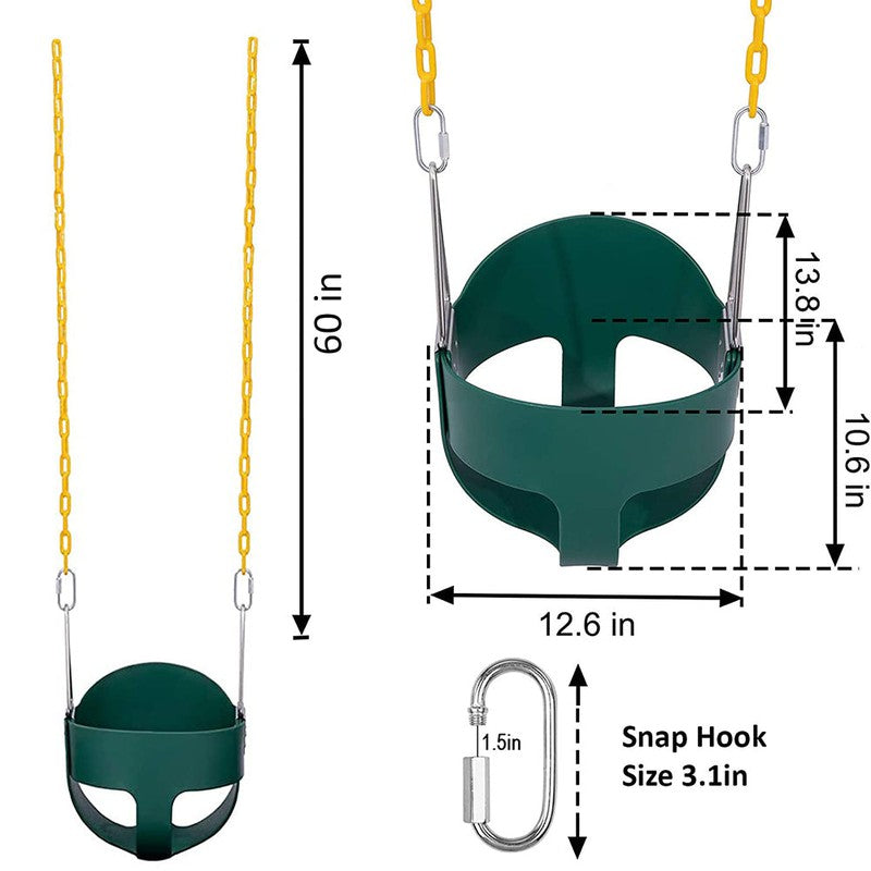 Flexible High Back Full Bucket Swings Seat with Chains (Green/Yellow)