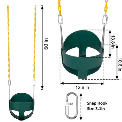 Flexible High Back Full Bucket Swings Seat with Chains (Green/Yellow)